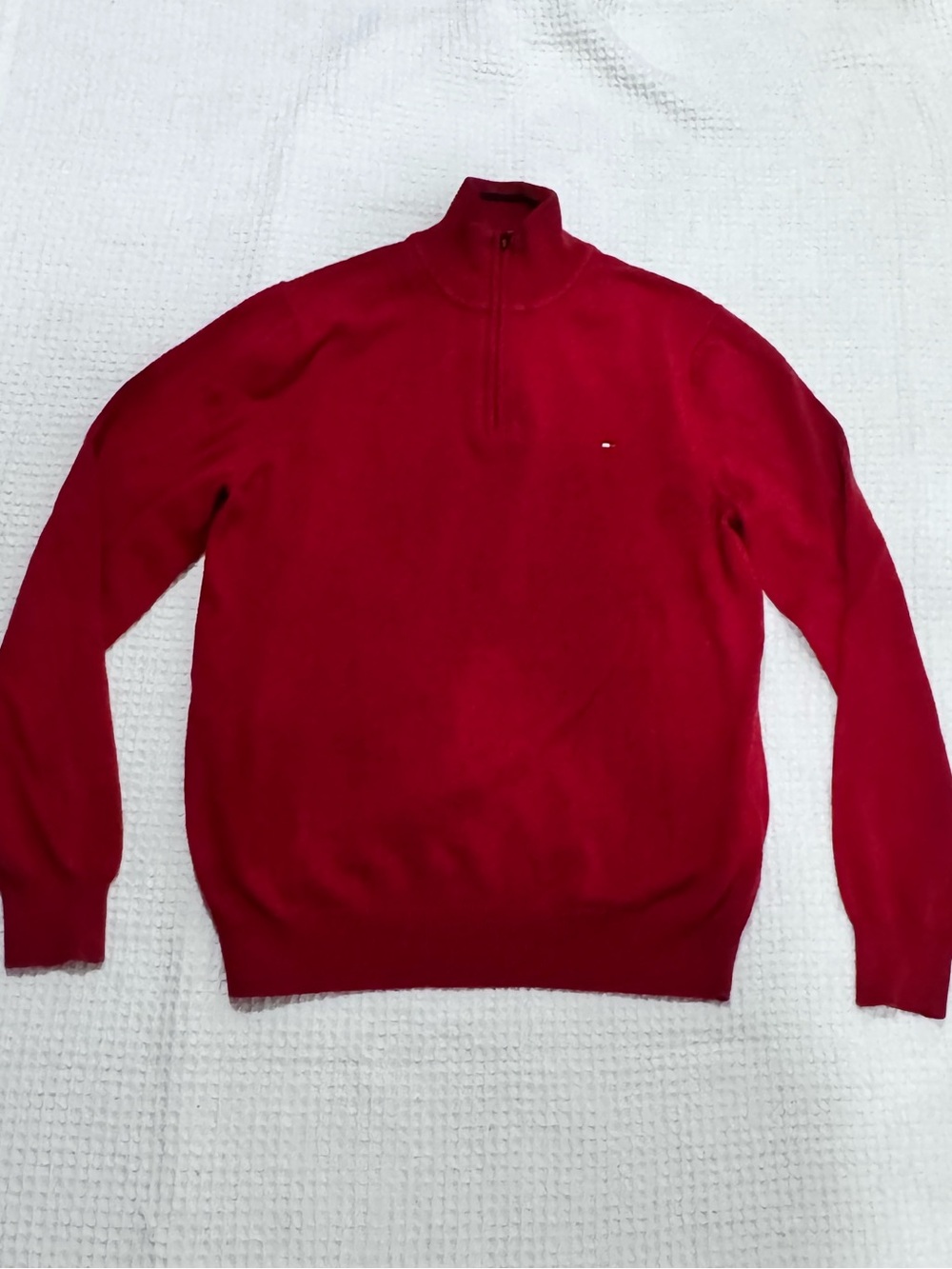 Tommy Hilfiger Men’s Red Quarter-Zip Sweater Large